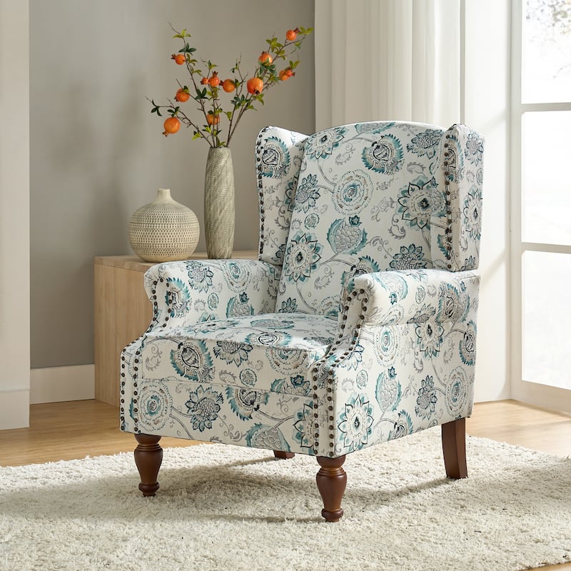 Gott Traditional Wingback Armchair with Solid Wood Legs by HULALA HOME