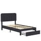 preview thumbnail 4 of 35, VECELO 2-Pack Kid Bed Frame Set Twin Size Platform Bed with Adjustable Upholstered Headboard Storage Drawer No Box Spring Needed