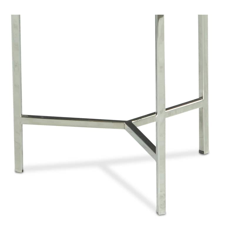 Steve Silver Fleures Ornamental Stone Top and Chrome Metal Side Table