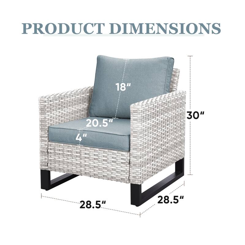 Patio Chair High Back and Deep Seating Chair - Light Grey