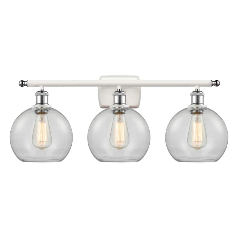Innovations Lighting Athens 3 Light 26" Bath Vanity Light - 8" Shade - Clear/White and Polished Chrome