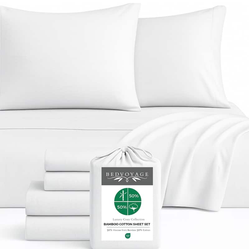 BedVoyage Melange viscose from Bamboo Bed Sheets - White - Twin