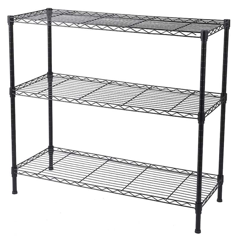3-Tier Kitchen Metal Organizer Wire Storage Shelving Rack - Black