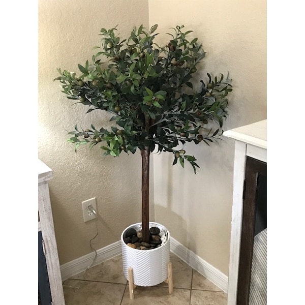 Nearly Natural 5411 Olive Topiary Silk Tree Green 4-Feet