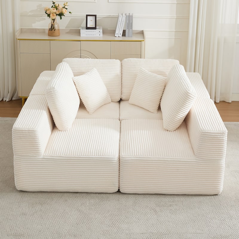 Modular Sectional Sofa Corduroy Customizable Living Room Sofa