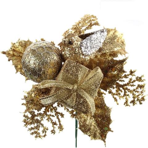 12 Picks Gold Glitter Christmas Tree Picks Decoration