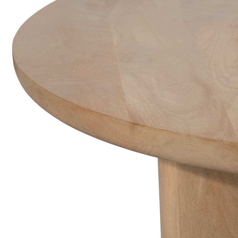 Round Natural Wood Coffee Table Modern Design Solid Cylindrical Legs