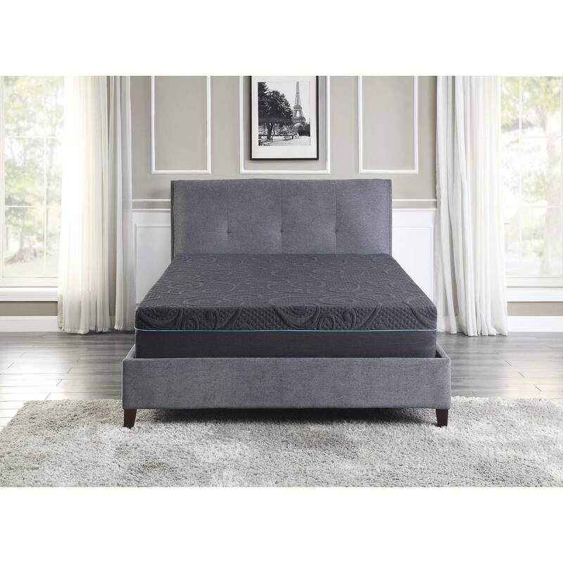 11-inch Eastern King Bed Mattress Gel-Infused Memory Foam Hybrid Mattress, Dark Gray, Mattress in a Box