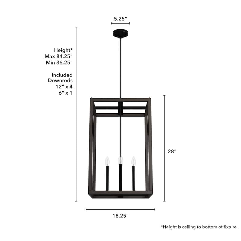 Hunter Squire Manor Pendant - Foyer, Island, Dining Room - Candle, Cage, Modern Farmhouse, Lantern