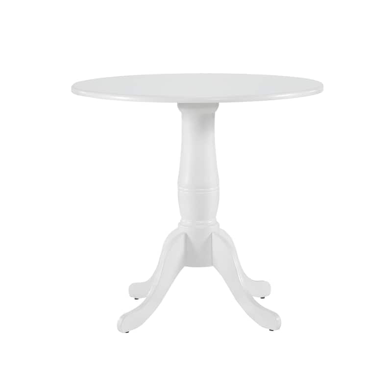 White Finish 1pc Round Table Wooden Pedestal Base Casual Farmhouse Style Kitchen Dining Room Furniture