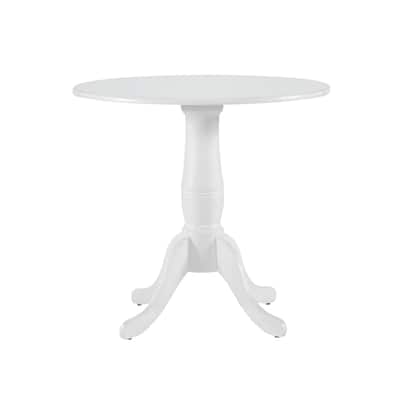 White Finish 1pc Round Table Wooden Pedestal Base Casual Farmhouse Style Kitchen Dining Room Furniture