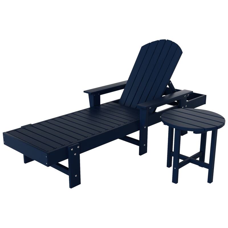 Polytrends Altura Poly Eco-Friendly All Weather Reclining Chaise Lounge with Arms & Side Table (2 Piece Set)
