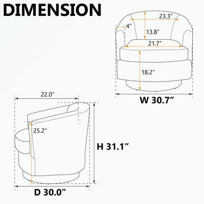 Barrel Chair With Gold Stainless Steel Base 360 Degree