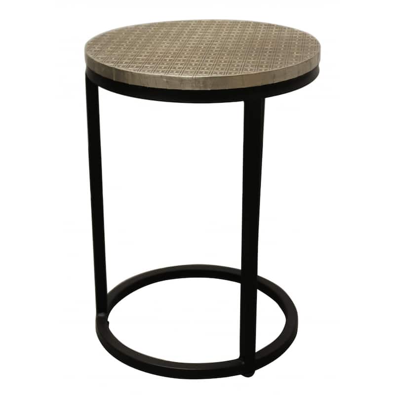 Set of 3 Space-Saving Round Nesting End Tables with Black Metal Frame for Living Room or Bedroom - 18”L x 18”W x 19”H