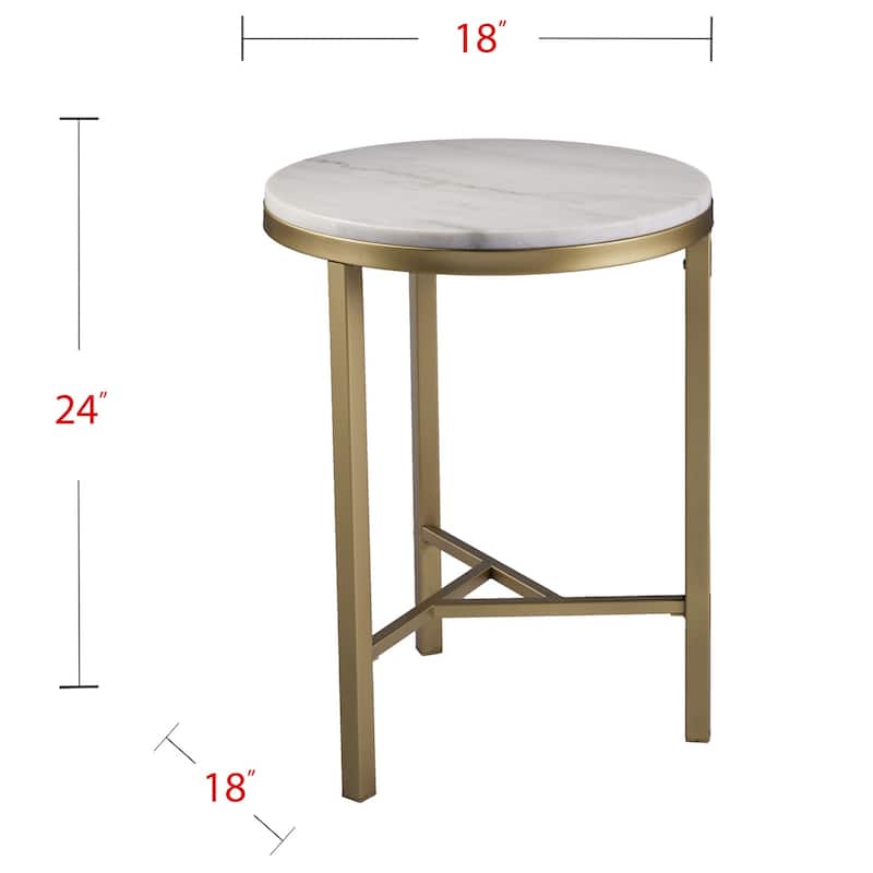 24" Champagne Genuine Marble Look And Iron Rectangular End Table - 18x18x24