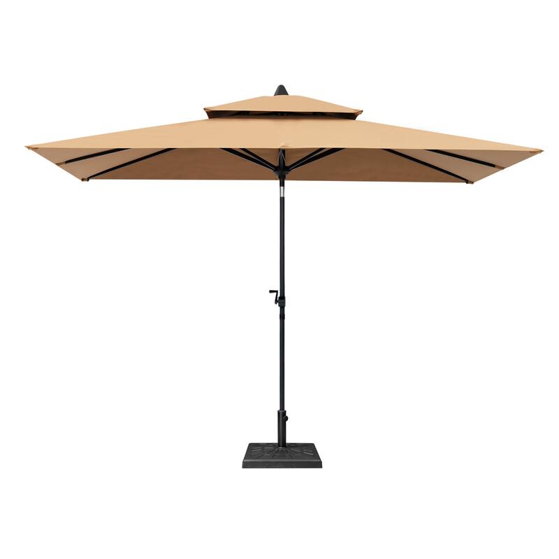 10 x 6.5 FT Outdoor Double Top Patio Market Umbrella with Base