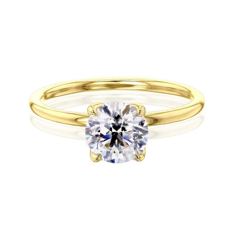 Kobelli 1 Carat Lab Grown Diamond Certified 14k Solid Gold Round Solitaire High Tulip Dinah Ring (HI/SI) - 5.5 - Yellow