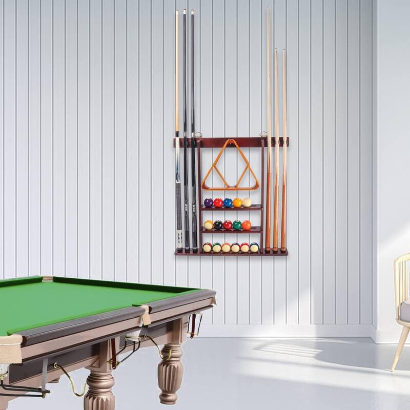 GSE™ 6-Pool Cue Wall Mounting Billiard Cue Rack, Hanging Wall Mounted Pool Cue Stick Holder