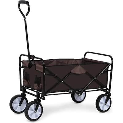 Rolling Collapsible Garden Cart Camping Wagon with Adjustable Handle
