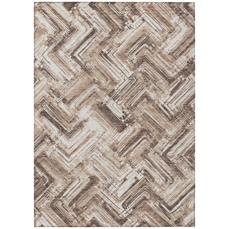 Machine Washable Indoor/ Outdoor Chantille Modern Chevron Rug