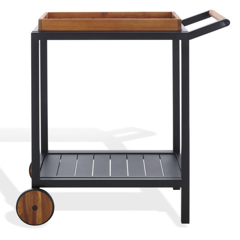 SAFAVIEH Couture Outdoor Patio Furniture Tonga Aluminum Bar Cart - 32"W x 19"D x 32"H