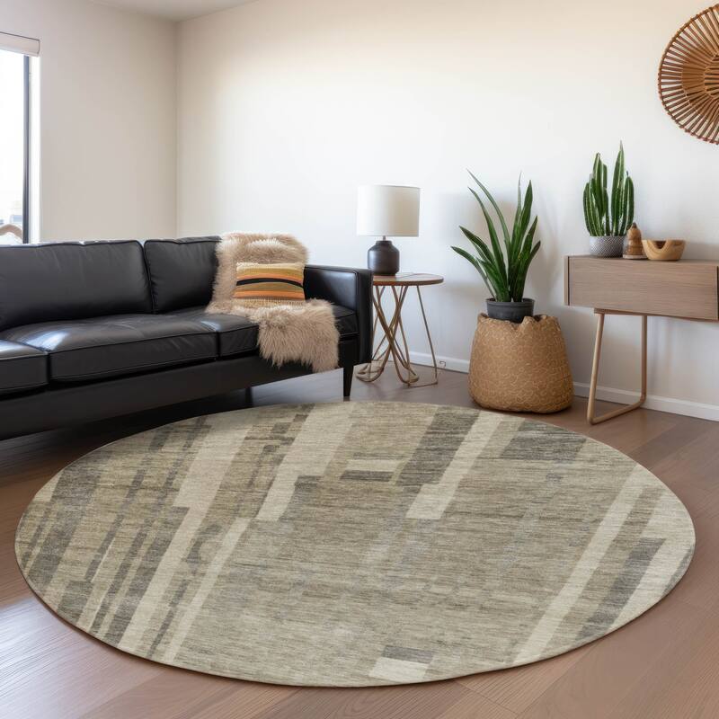 Premium Washable Super Soft Casual Contemporary Mayfield Rug - Taupe - 8' x 8'