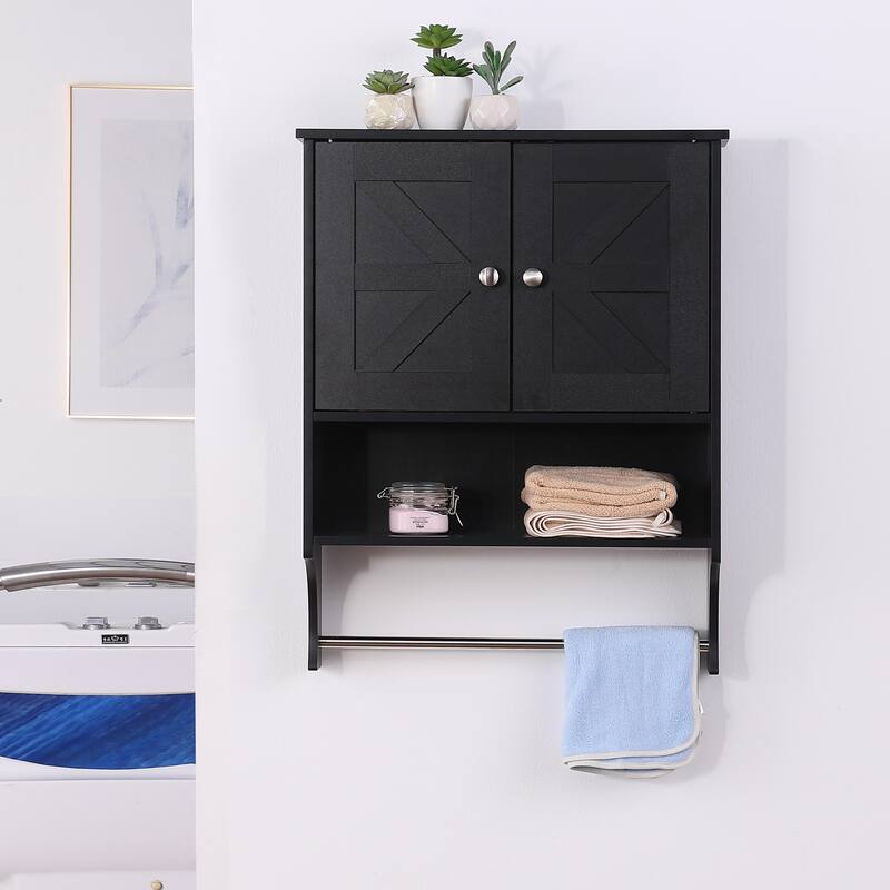 Over The Toilet Storage Cabinet, Farmhouse Medicine Cabinet with 2 Door and Adjustable Shelves, for Bathroom, Living Room