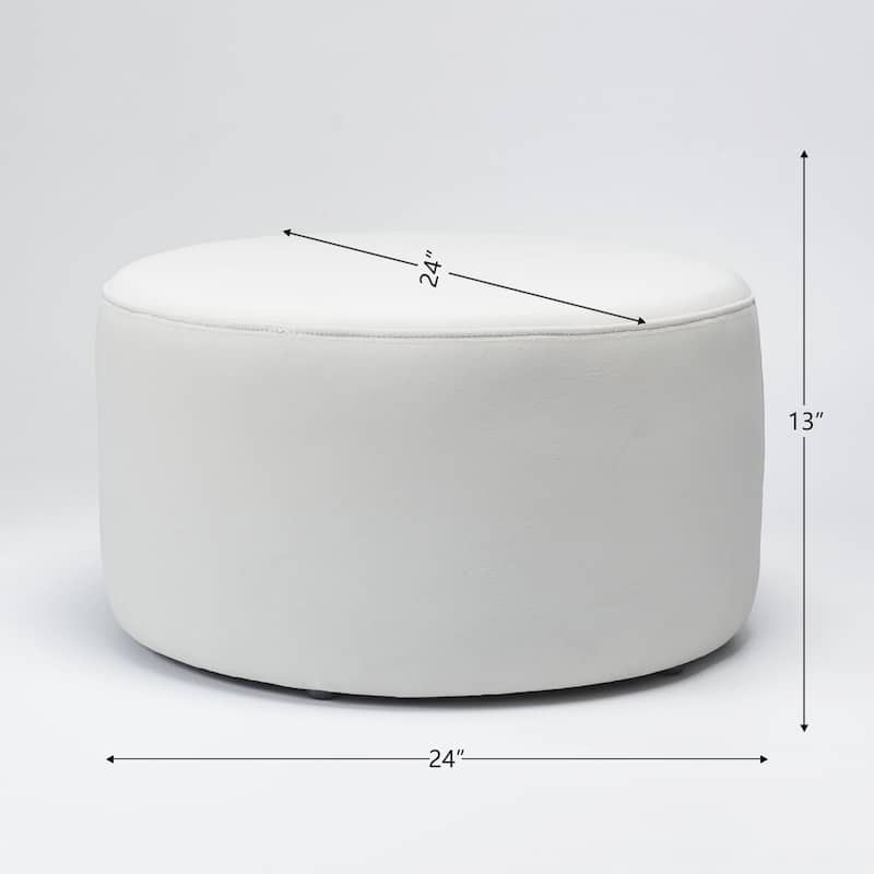 KINWELL Round Upholstered Pouf Ottoman Footrest