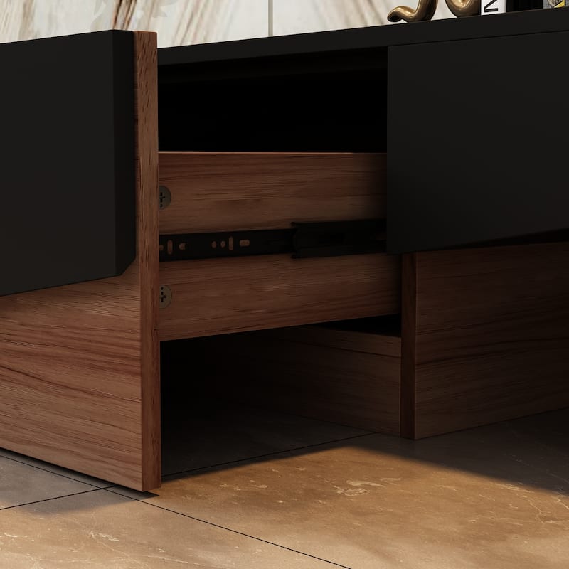 Black&White color scheme TV Cabinet,Entertainment center with 2Drawers - 78.7"W