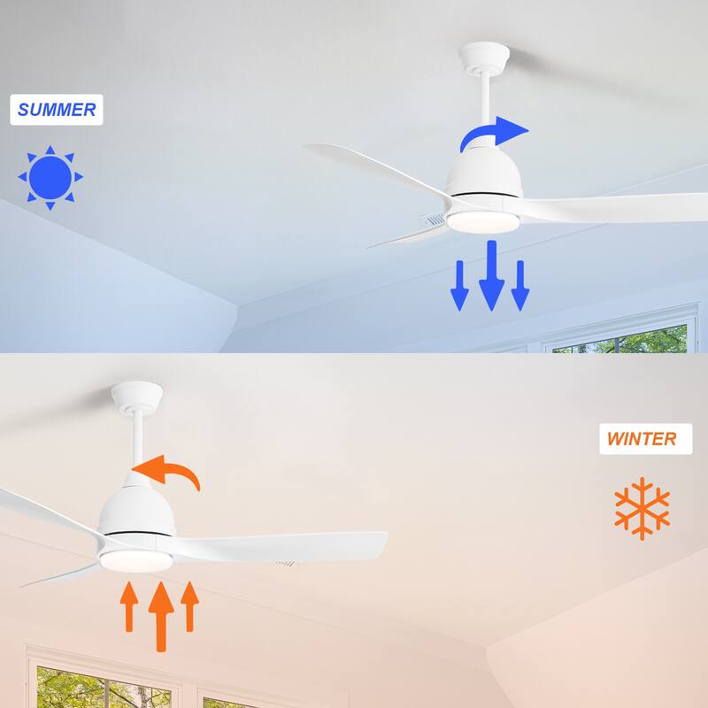 54 inch Modern Smart Ceiling Fan with Light,Remote&APP Control,Sloped Ceiling Adaptable