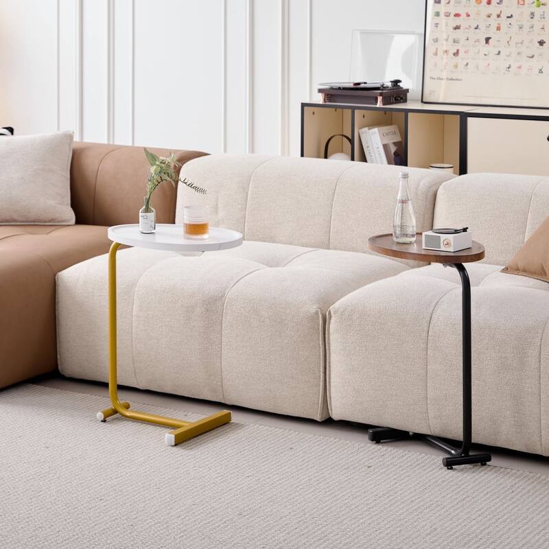 Space-Saving C-Shaped End Table – Perfect for Couches & Beds