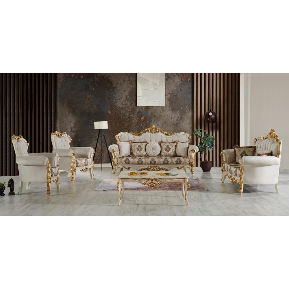 Bulgaristan 4-piece Traditional Living room Set (1 Sofa & 1 Loveseat & 2 Chair)