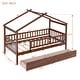 preview thumbnail 32 of 47, Wooden Twin Size House Bed with Roof, Guardrail and Drawers