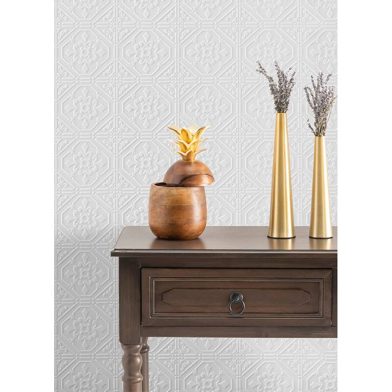 Brewster Brewster Brooklyn White Tin Paintable Wallpaper - 396in x 20.9in x 0.025in