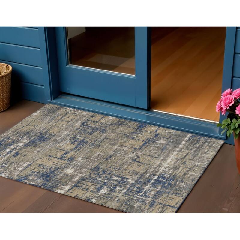 HomeRoots Geometric Transitional Rectangle Outdoor Rug - 3' x 5'
