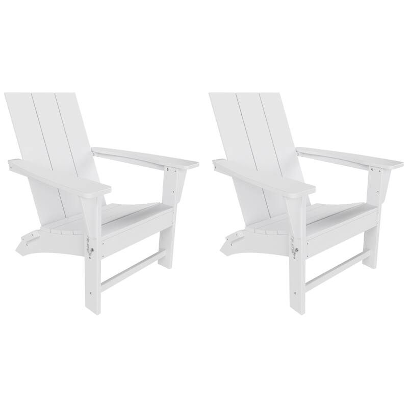 Polytrends Shoreside Folding Poly Eco-Friendly All Weather Outdoor Adirondack Chair (Set of 2)
