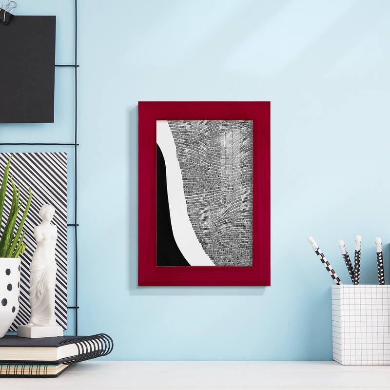 Black & White Abstract I -Framed Print w/glass-Cherry Red