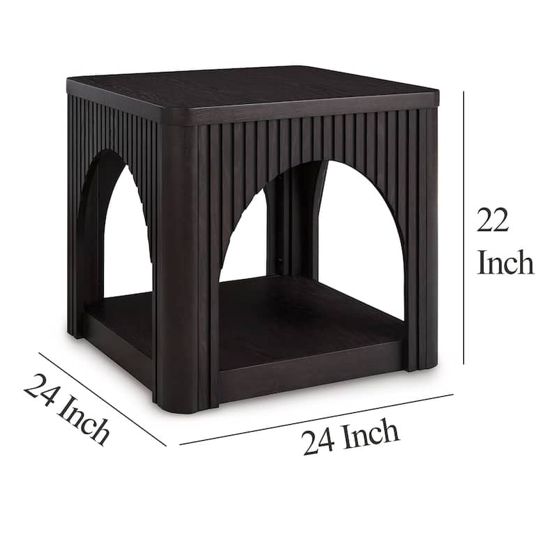 24 in. Black Square Wood End Table, Sturdy Build End Side Table for Living Rooms