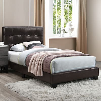 Faux Leather Upholstered Bed with Tufting