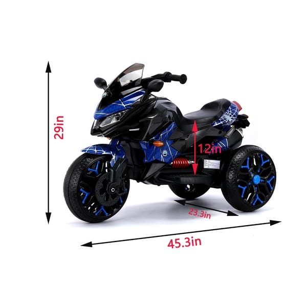 dimension image slide 4 of 8, 12V Kids Electric Ride-On Motorcycle with Manual Throttle, LED Wheel Lights, Bluetooth Music- Battery Powered Motorbike