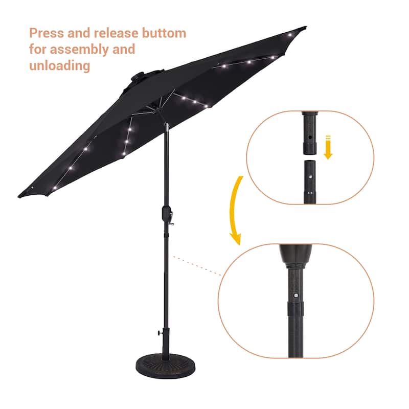 LIVOOSUN LED 9ft Patio Umbrella Market Umbrella Steel Tilt w/Crank
