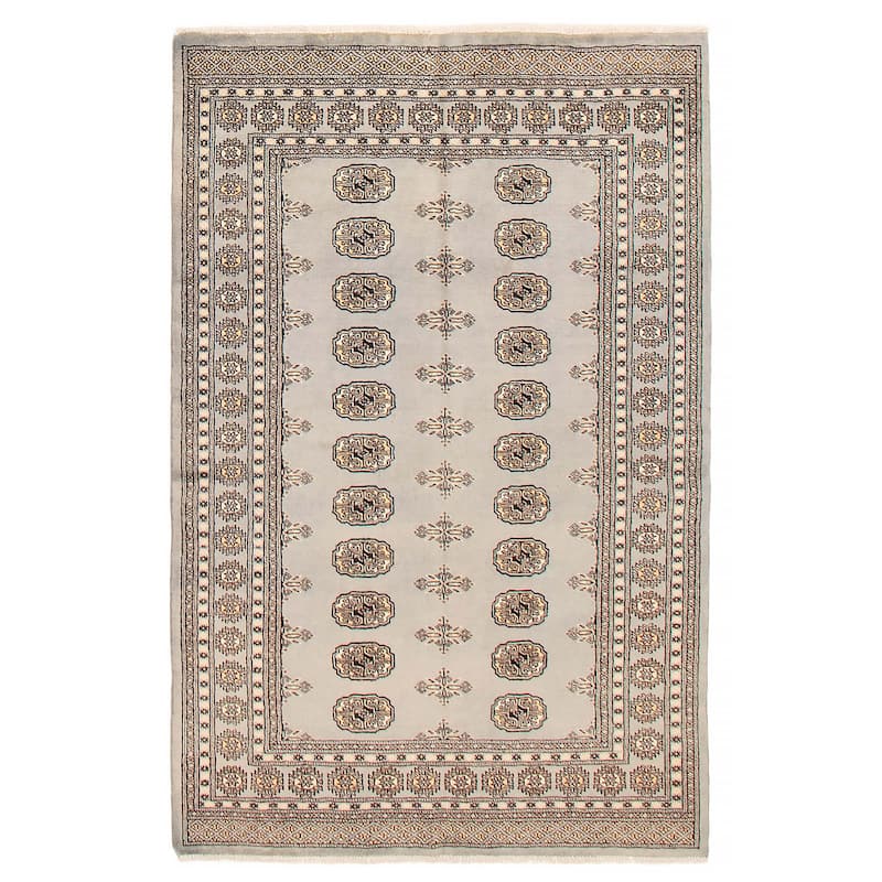 Finest Peshawar Bokhara Grey Rug 4'10" x 7'5" - 4'10 x 7'5 - Grey - 4'10 x 7'5