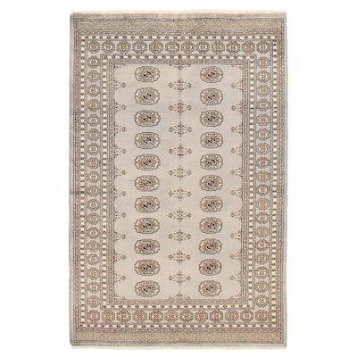 Finest Peshawar Bokhara Grey Rug 4'10" x 7'5" - 4'10 x 7'5