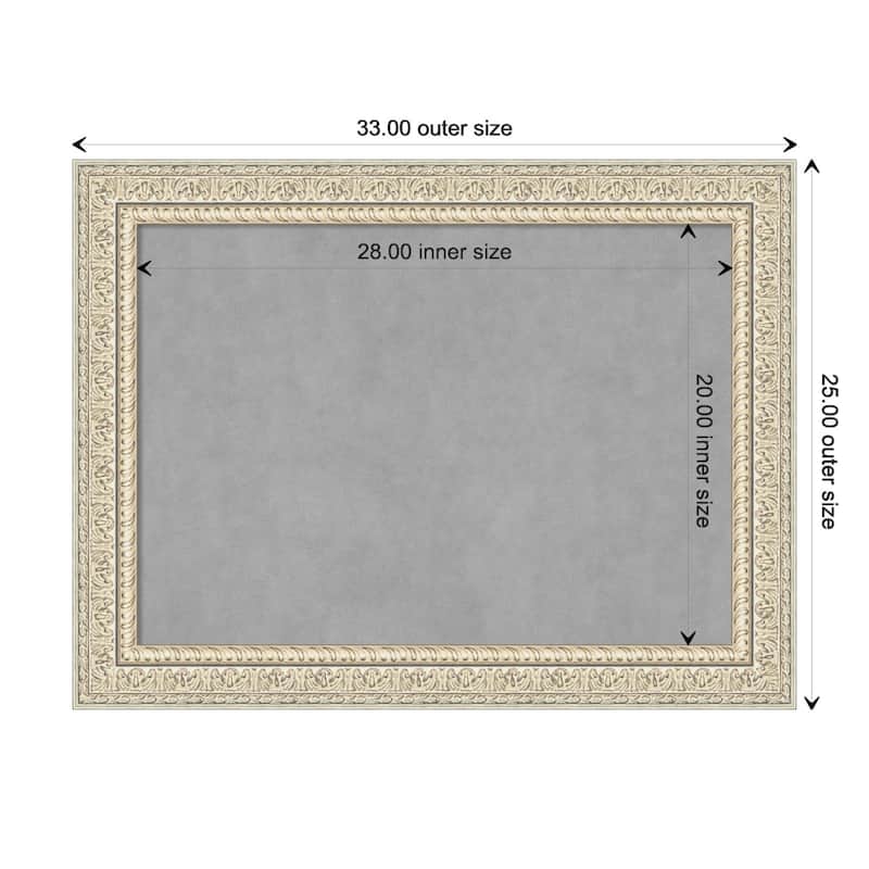 Amanti Art Fair Baroque Cream Framed Magnetic Board - Board Size 28x20
