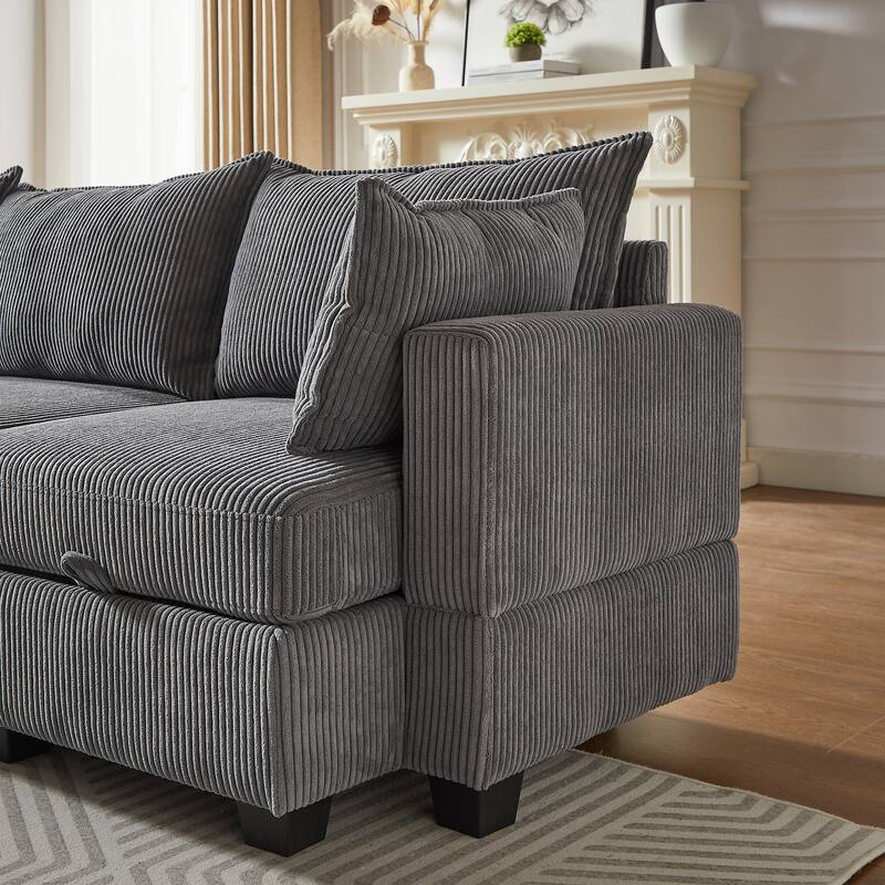 Dark Gray Sectionals Sofa with Storage Ottomans Chaise and Pillows