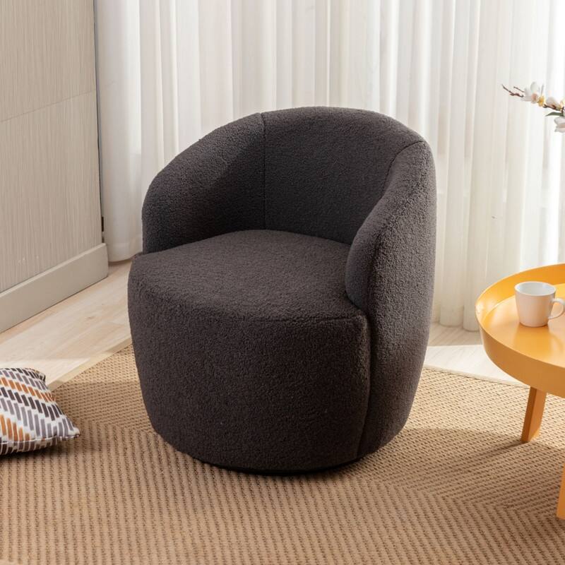 Teddy Fabric Swivel Accent Barrel Chair With Powder Coating Metal Ring