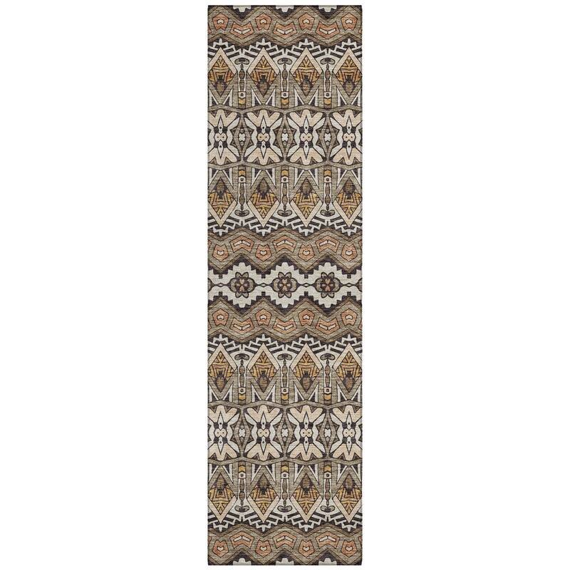 Machine Washable Indoor/ Outdoor Chantille Mosaic Global Rug