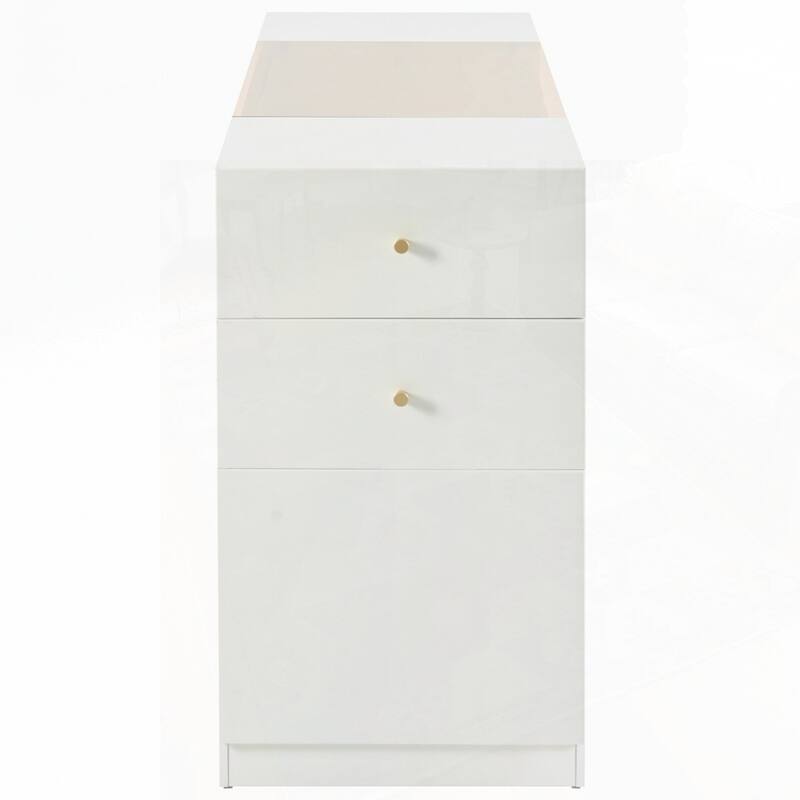 Multi-Functional Island Vanity Dresser and Storage Cabinet with Glass Tabletop