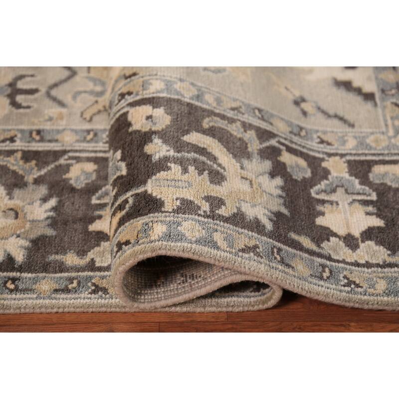 All-Over Floral Oushak Indian Area Rug Handmade Wool Carpet - 8'1"x 9'8"