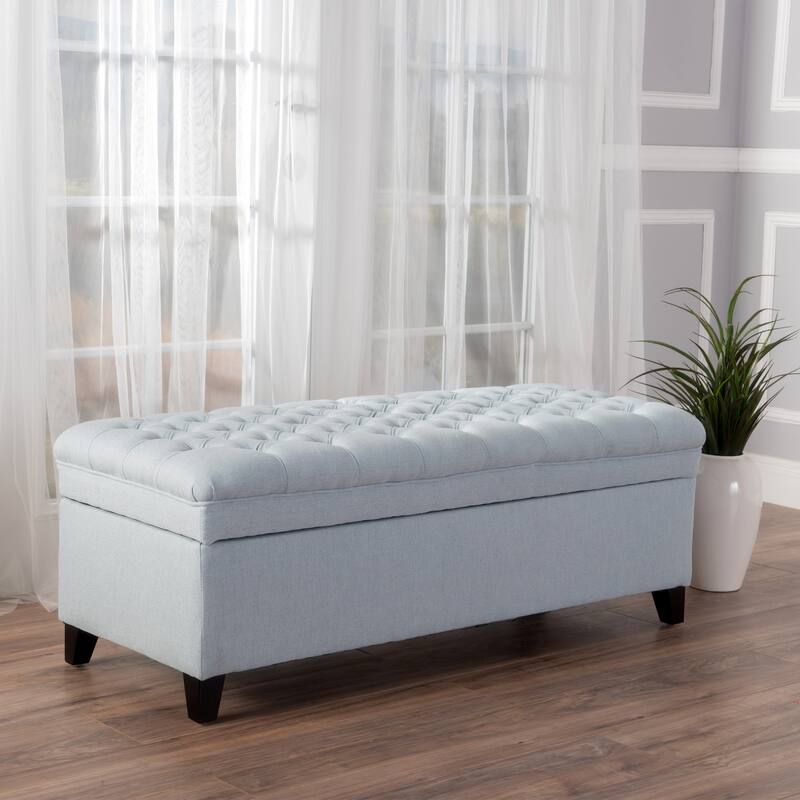 Button-tufted Storage Ottoman Bench